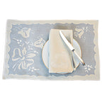 Exquisite Vintage Madeira Organdy 8-Piece Placemat & Napkin Set – Bows, Tulips & Hand Appliqué, Collector-Quality