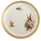 antique Royal Worcester nine-inch floral porcelain plate with jeweled decoration and gilded details serving size