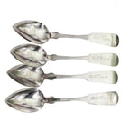 19th Century Early Silver Dessert Table Spoons Fiddle Pattern Set of 5