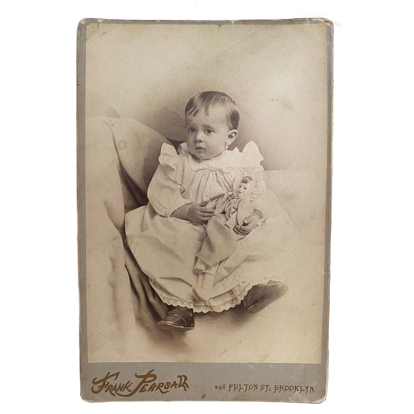 Antique Photograph by G Frank Pearsall of a Baby Girl and Her Doll