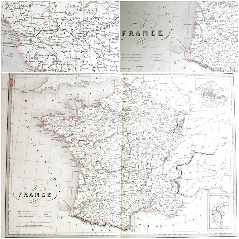 Antique Hand Colored Engraved Map France Fremin