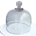 French 19th Century hand-blown glass cheese dome with engraved scalloped design and solid glass knob