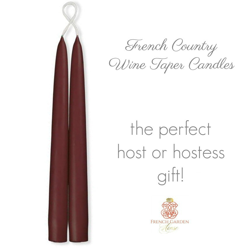 Hand Dipped Bordeaux Taper Candles Hostess Gift Set