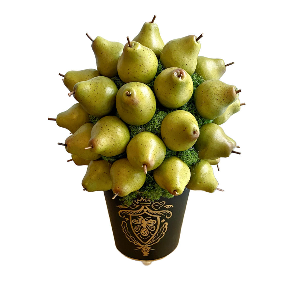 Designer French Country Pear Topiary in Tole Container