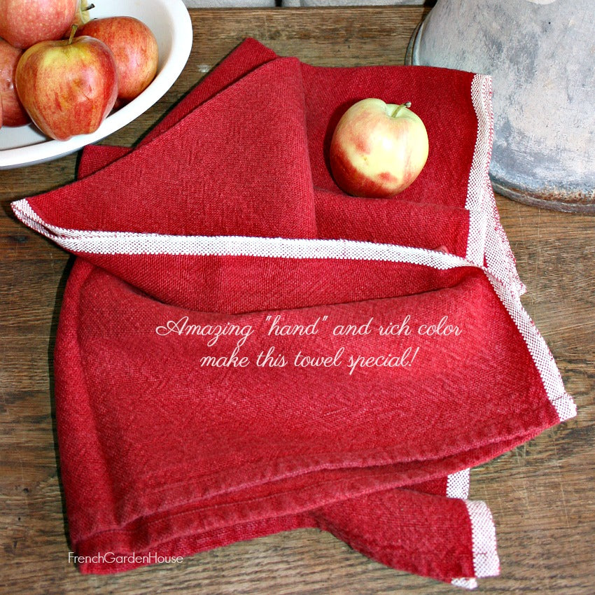 Heavy Linen French Country Towel Rouge