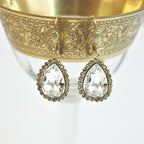 Diamant Crystal Teardrop With Stone Border Earrings