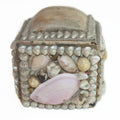 antique french shellwork box with worn original pin cushion