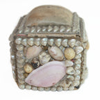 antique french shellwork box with worn original pin cushion