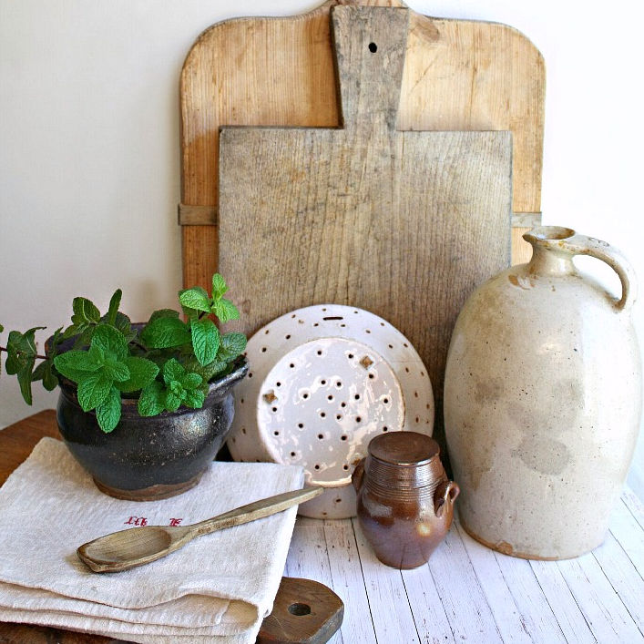 19th Century French Water Jug with Greige Glaze