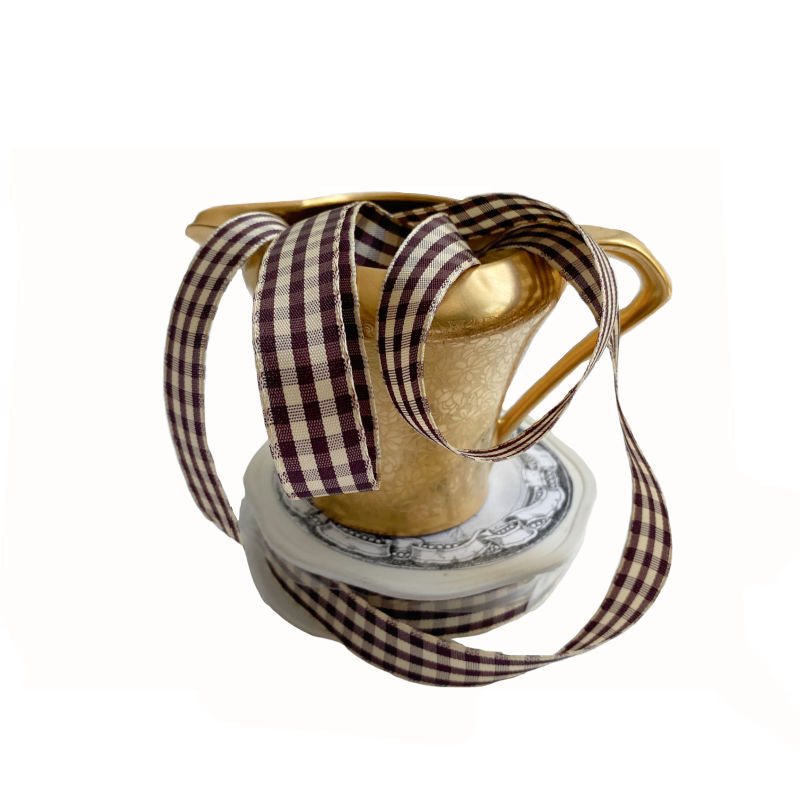 Creme et Chocolat French Country Checks Ribbon