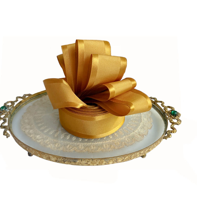 Golden Glow Satin French Wired Ribbon