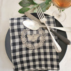 Black & White Checked Linen Towel with French Bee