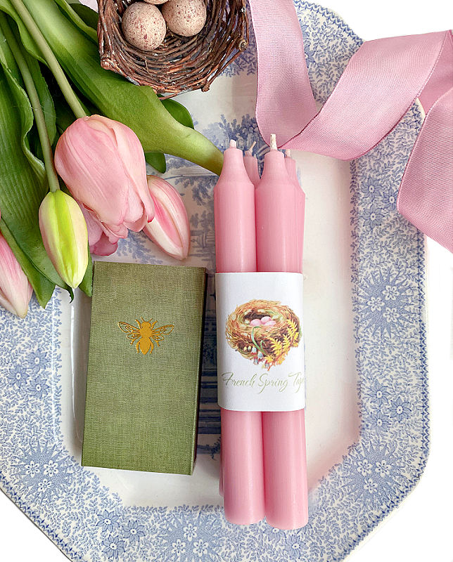 French Pink Taper Candles Gift Set