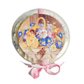 French gardenia rose scented soap petals in a clear round gift box tied with French ribbon. A romantic bath luxury and perfect gift.