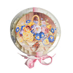 French gardenia rose scented soap petals in a clear round gift box tied with French ribbon. A romantic bath luxury and perfect gift.