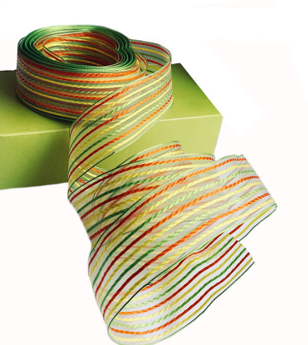 French Wired Sheer Citrus Charm Ribbon