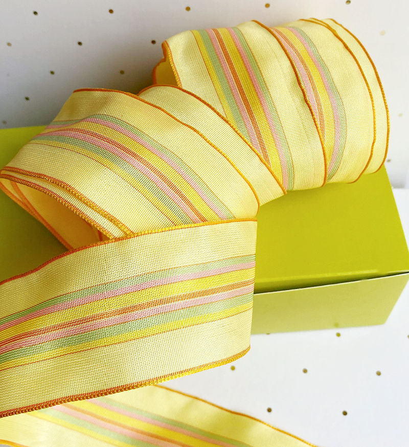 French Wired Striped Spring Hues Ribbon 10 Yards