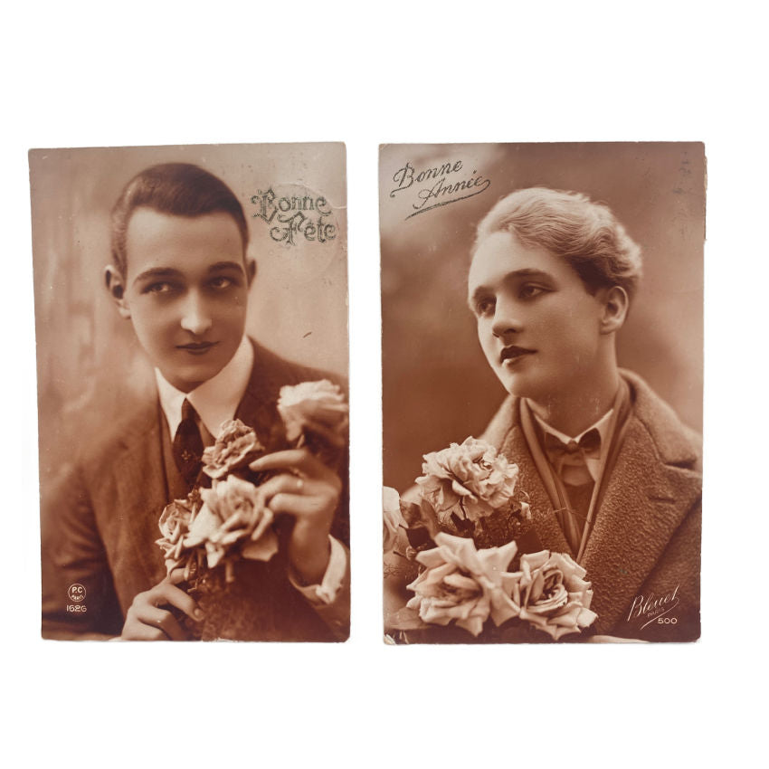 French Authentic Photo Postcards Dapper Young Men