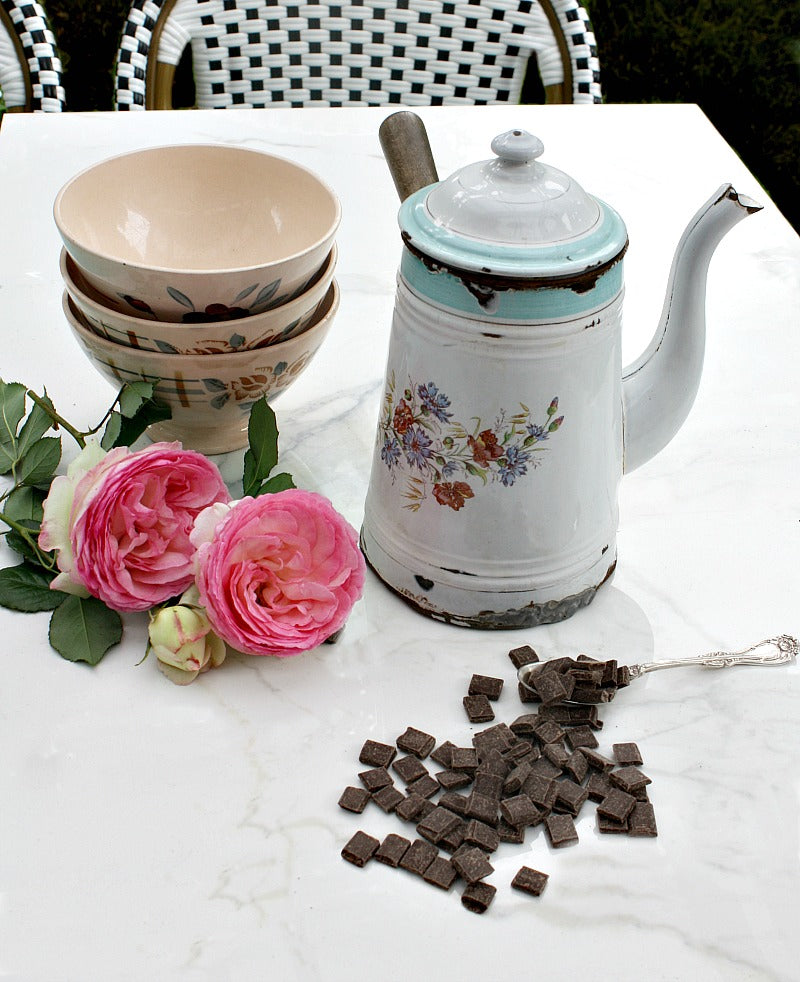 Antique French Enamel Chocolat Pot