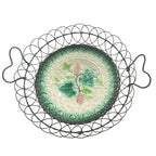 Antique French Country Majolica Wire Basket with Heart Handles