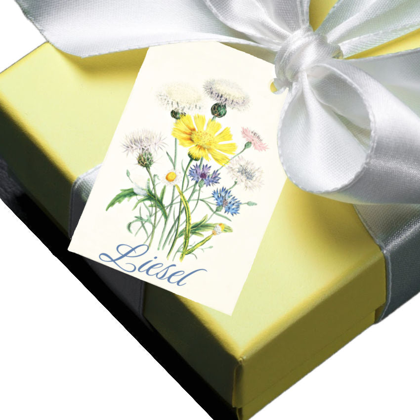 Elegant floral place cards on linen cardstock