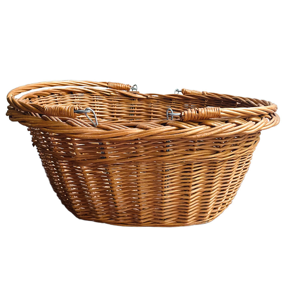 French willow market basket with swing handles