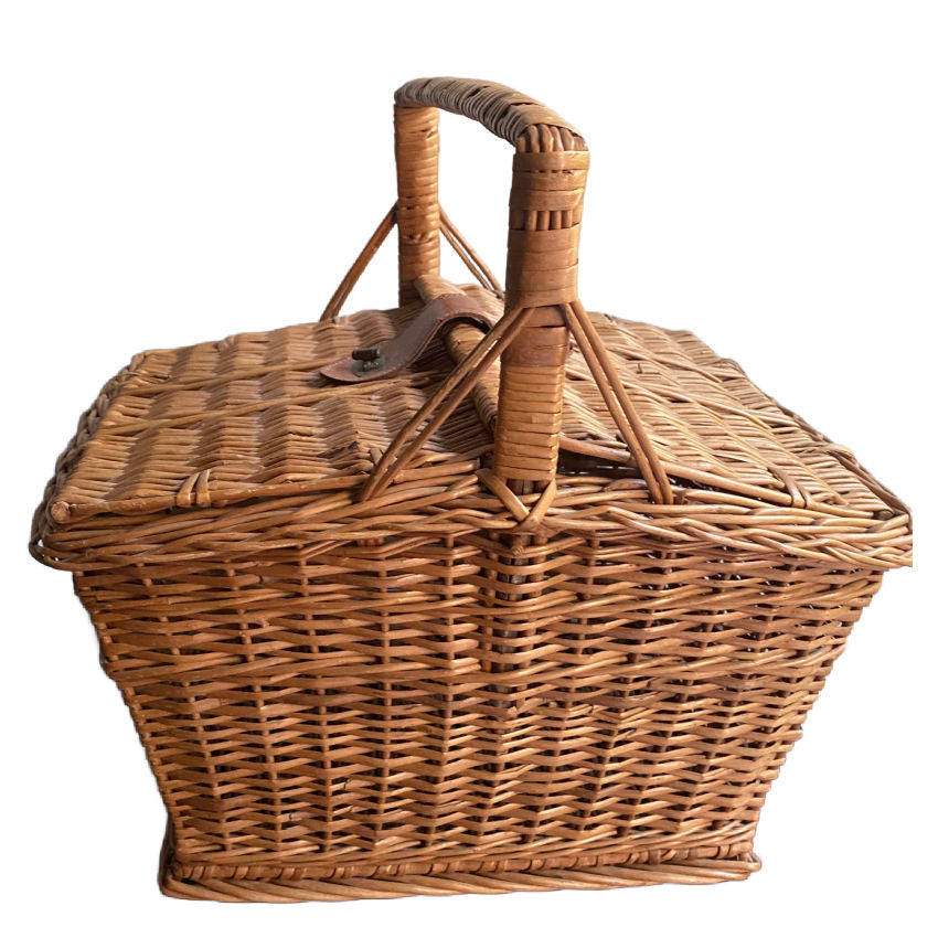 Antique French market basket with lids