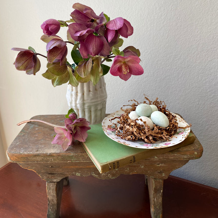 French Egg Soaps on Antique or Vintage Porcelain Saucer