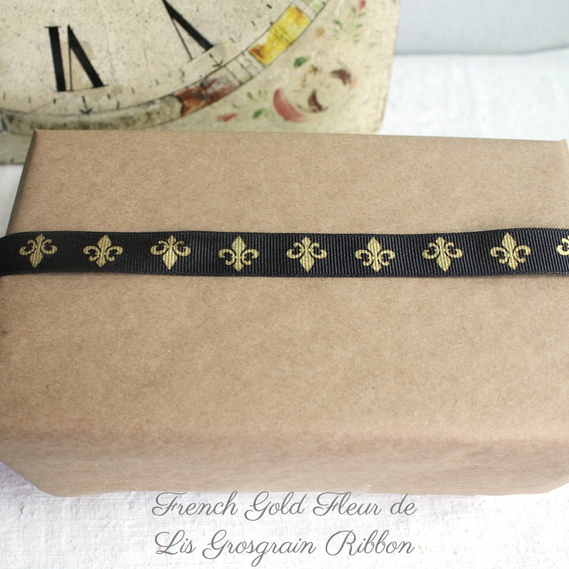 French fleur de lis ribbon with gold from France