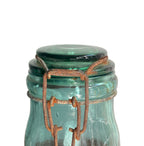 Antique French Solidex aqua glass preserving jar with embossed lettering