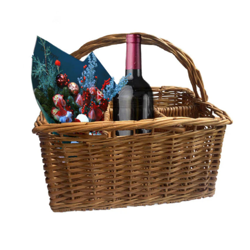 French WIllow Wine Bottle Holder Carrier for Six Bottles