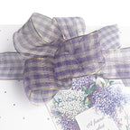 French wired lavender checked ribbon for luxury gift wrapping in a bow
