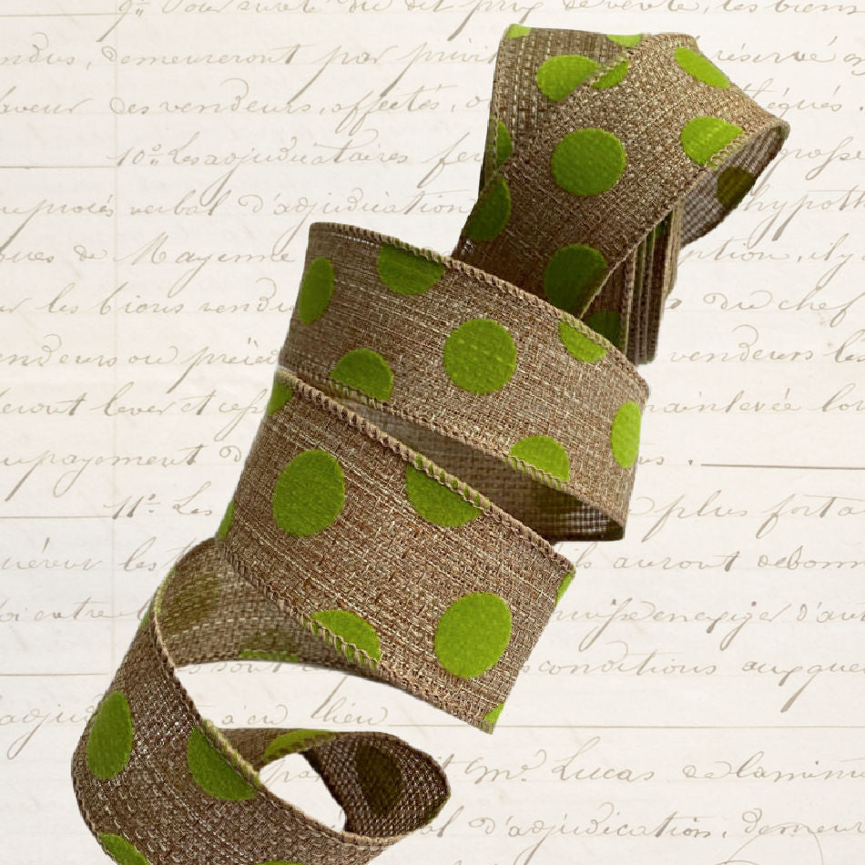 French Wired Green Dots Ribbon