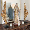 Rare Pair of 18th Century French Carved Gilt Gesso Angel Fragments