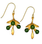 gold pepper earrings jade beads botanical jewelry