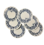 antique Flow Blue dinner plates Rose and Ivy pattern Brown Westhead Moore set of six