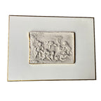 Grand Tour cherub relief mounted on canvas with gilt edge detail