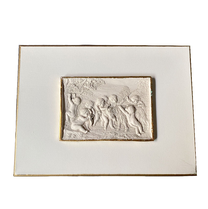 Cherub pastoral canvas wall art Grand Tour relief style interior styling