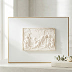 Grand Tour plaster relief of Neoclassical Cherubs with Satyr on canvas