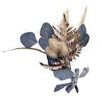 Handmade miniature floral bouquet gift topper with copper leaf and silk eucalyptus