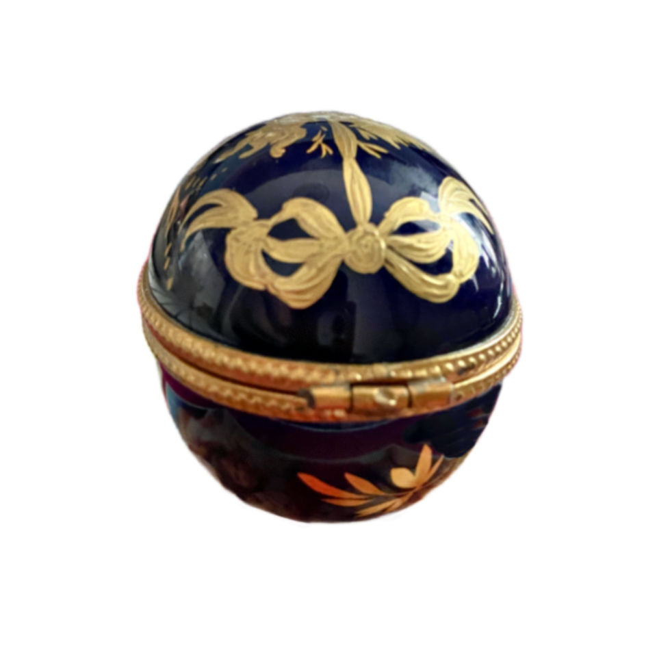 Hand Painted French Limoges Cobalt Blue Box with Quivers & Arrow Paris Style