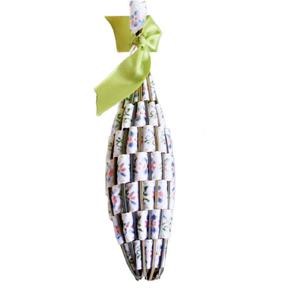 French lavender wand with blue vintage brocade ribbon