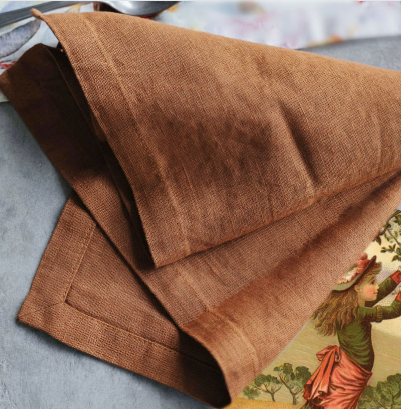 Natural French Country Cognac Linen Napkins Set of 4