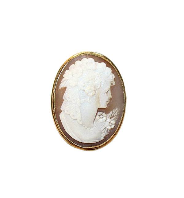 Estate Gold Cameo Pendant Portrait Brooch