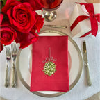 Holiday Mistletoe Ball Tri-Fold Napkin Set of 2