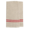 Hand woven Linen Kitchen Towels Natural & Red, Set of 2