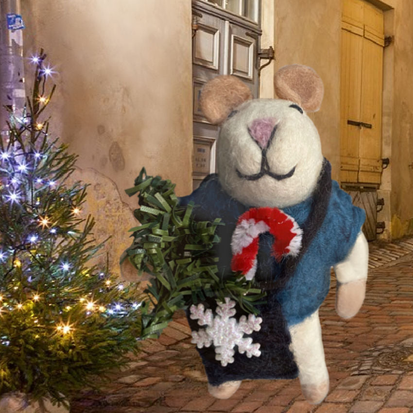 Jules Holiday Felted Mouse Ornament