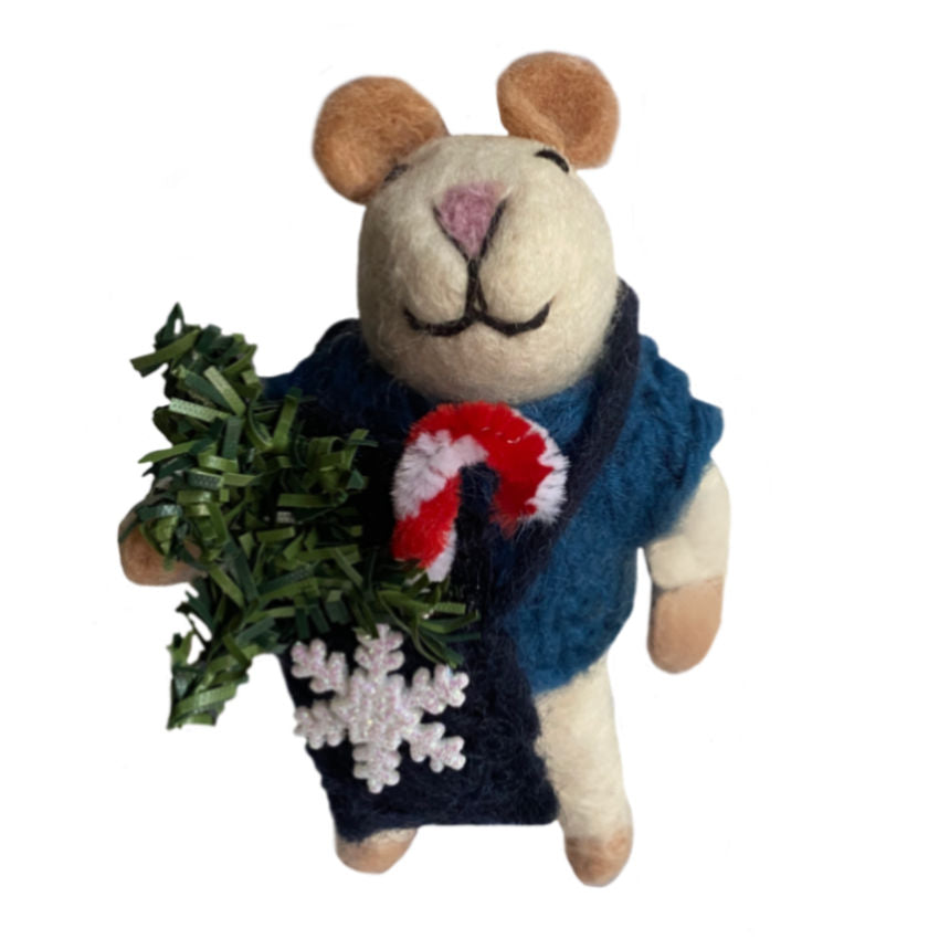 Jules Holiday Felted Mouse Ornament