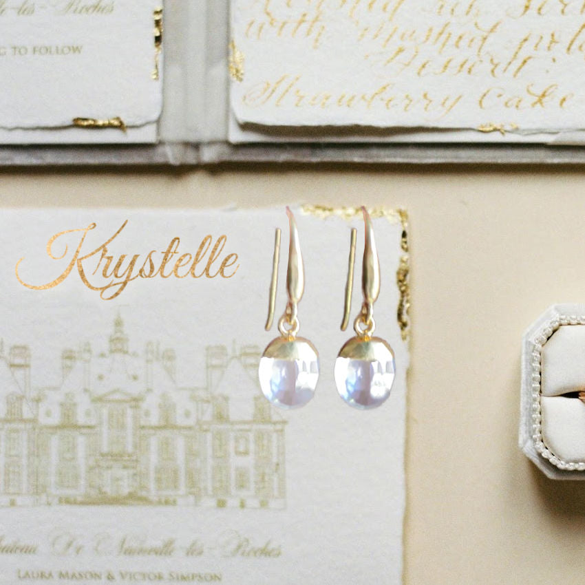 Krystelle Faceted Quartz Gold Earrings