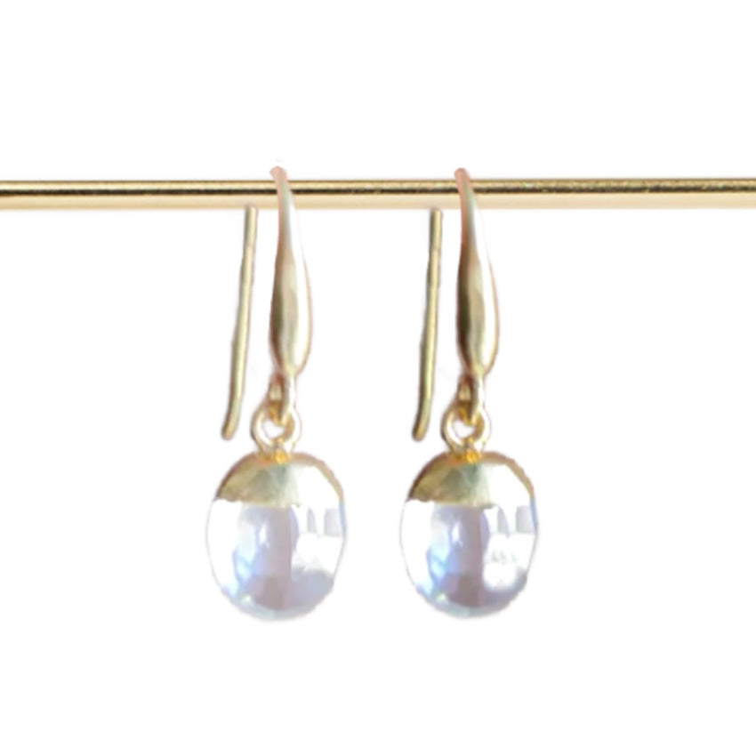 Krystelle Faceted Quartz Gold Earrings